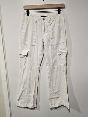 AEROPOSTALE Off White Low Rise Flare Cotton Utility Pants Women's Size XS